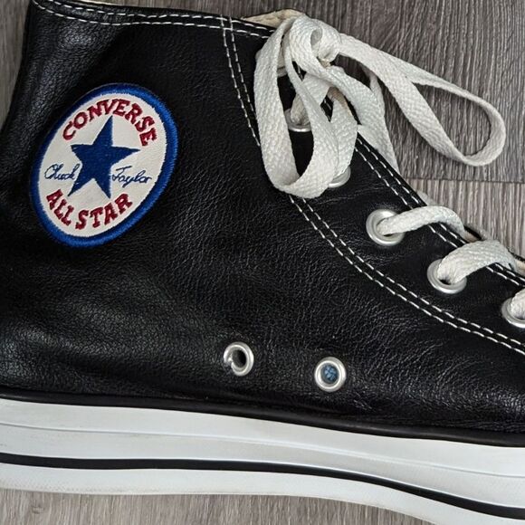 Converse All Star black leather hi-top sneakers skater shoes mens 11 women 13 - Picture 10 of 10